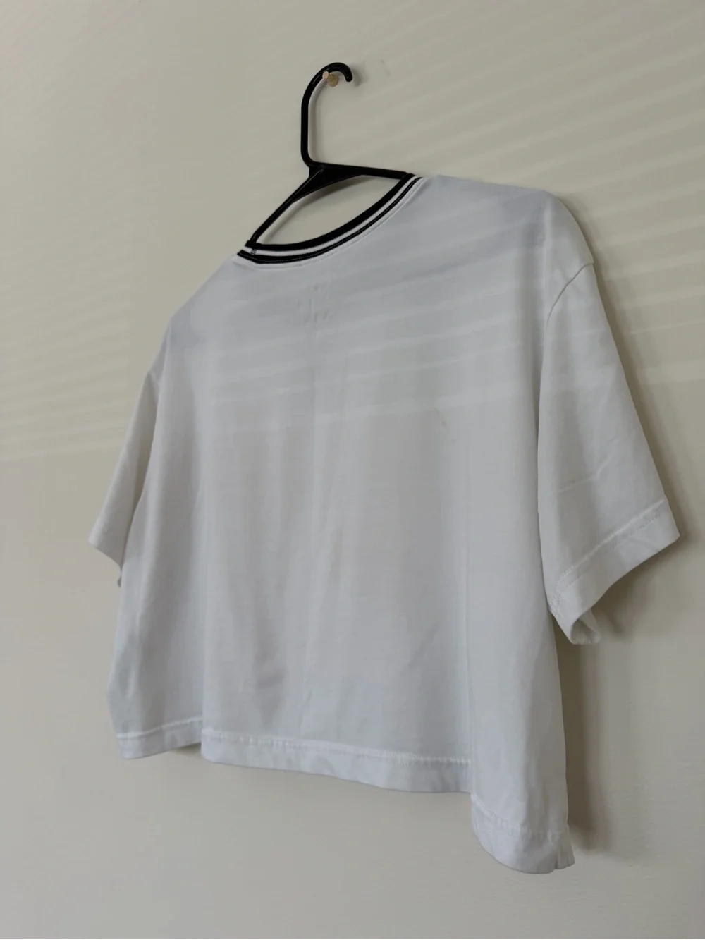 Nike Women's White Cropped Tee with Black Neckline